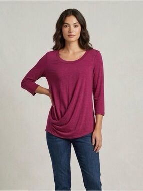 SKINNYGIRL Hannah Draped Front Top, Women’s M, Red Raspberry